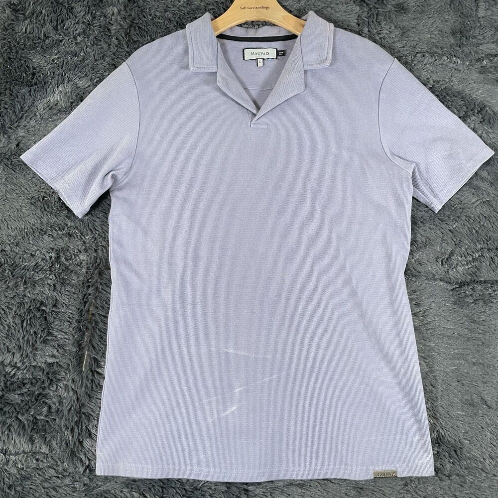 Mauvais Polo Shirt Men's Large Blue Short Sleeve Golf Preppy Stretch Designer